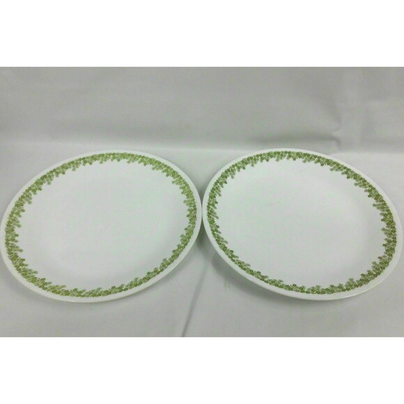 Vintage Corelle Spring Blossom Green Crazy Daisy Dinner Plate Dish 10" Lot of 2 - Picture 1 of 3